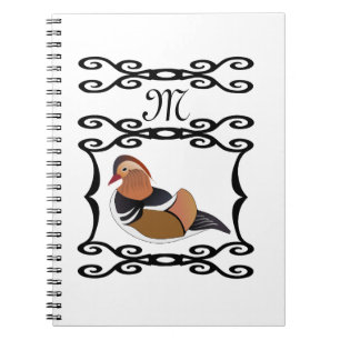Adorable Mandarin Duck Cartoon Monogram Notizblock