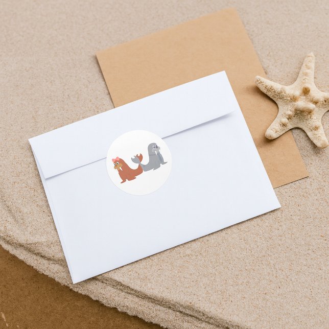 Adorable männlich und weiblich runder aufkleber (Von Creator hochgeladen)