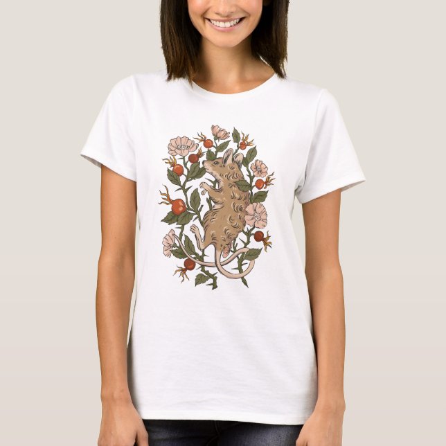 Adorable Maus und Rosehips T-Shirt (Vorderseite)