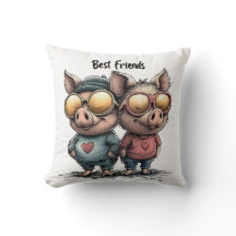 Adorable "Meilleurs amis" Coussin de porc