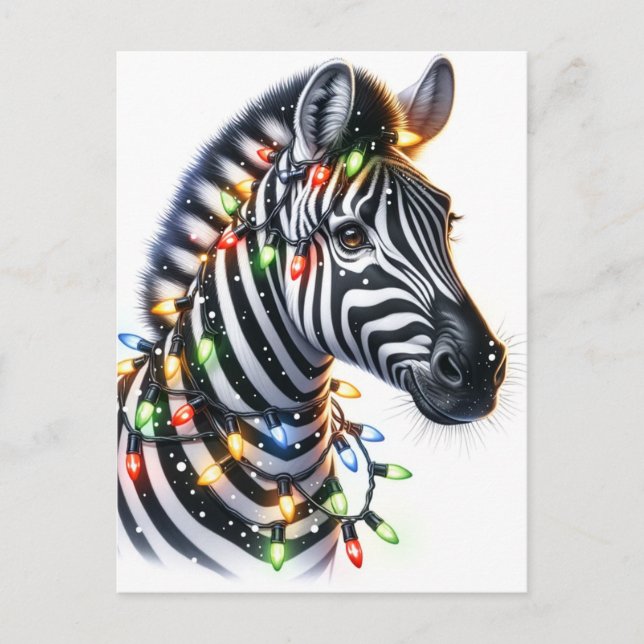 Adorable MerChristmas Zebra Postkarte (Vorderseite)