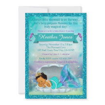 Adorable Mermaid Baby Shower Einladungen #136 MED