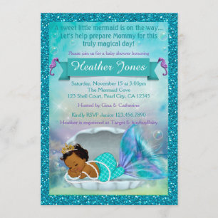Adorable Mermaid Invitations De Douche Bébé #135 D