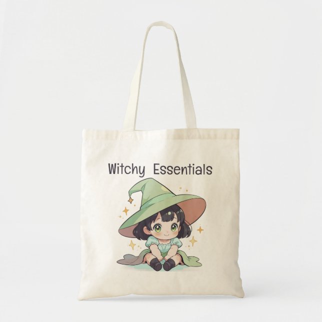 Adorable Mint Green Kawaii Baby Witch Girl Tragetasche (Vorne)