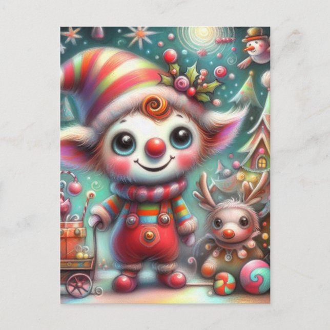 Adorable Misfit Weihnachtself Postkarte (Vorderseite)