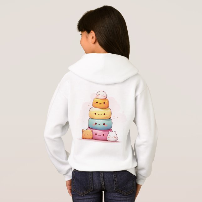 Adorable Mochi Stack Kids Sweat - shirt à capuche (Dos entier)