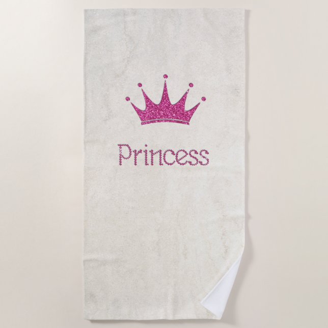 Adorable, modern, Mädchen, Glitzer Tiara Prinzessi Strandtuch (Vorderseite)