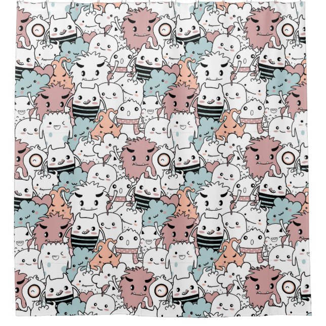 Adorable Monsters Duschvorhang (Vorderseite)