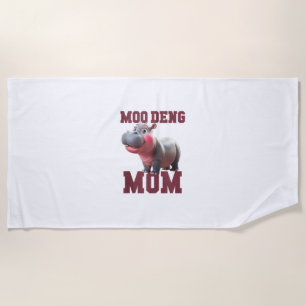 Adorable MOO DENG MAMA Baby Hippo Mama Dabbing Pri Strandtuch