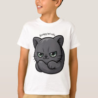 Adorable Moody Gray Kitty Cartoon