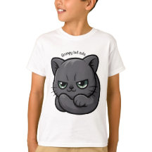 Adorable Moody Gray Kitty Cartoon