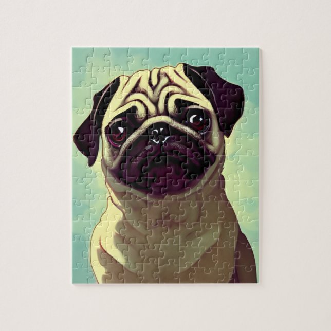 Adorable Mops Cartoon Faltenmaske Portrait (Vertikal)