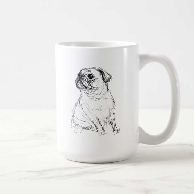 Adorable Mops Elegantes Design Kaffeetasse (Rechts)
