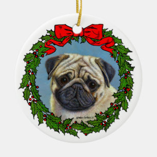 Adorable Mops Keramik Ornament