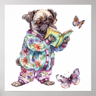 Adorable Mops Lesebuch Kleines Poster