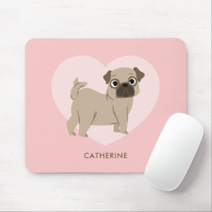 Adorable Mops Welpe Personalisiert Mousepad