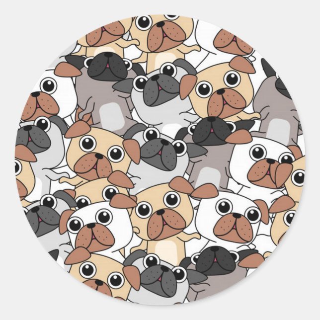 Adorable Möpsen Runder Aufkleber (Vorderseite)