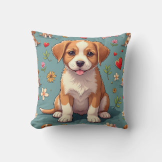 Adorable Motif de chiot Coussin décoratif