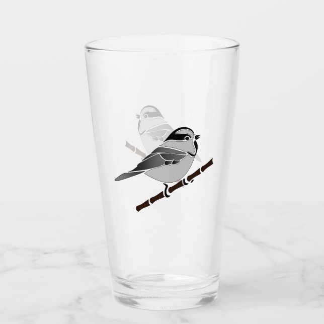 Adorable Mountain Chickadee Bird Illustriert Glas (Vorderseite)