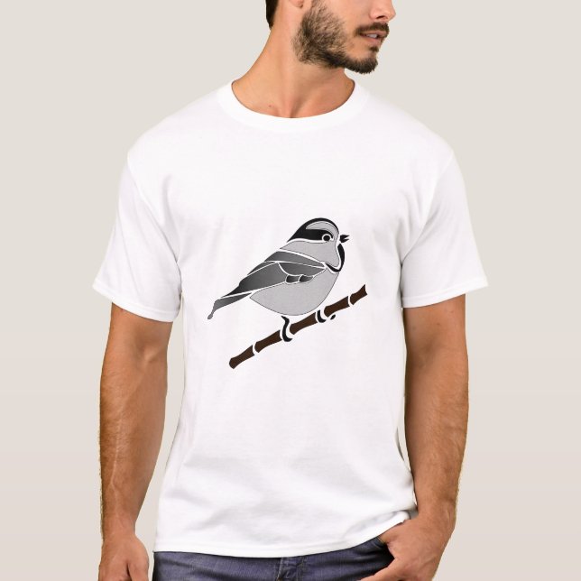 Adorable Mountain Chickadee Bird Illustriert T-Shirt (Vorderseite)