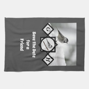 Adorable Mountain Chickadee Monogram Foto Geschirrtuch