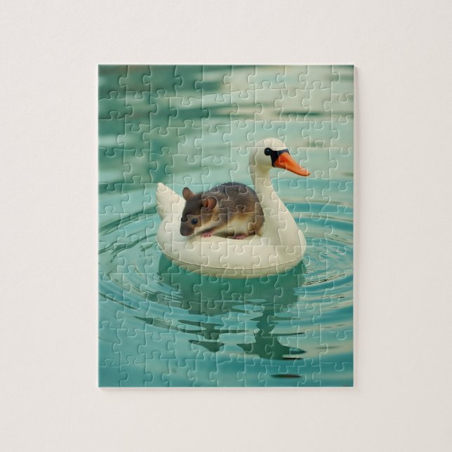 Adorable Mouse on a Swan Pool Float (Vertikal)