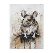 Adorable Mouse Watercolor Kunst, Dichtung und Musi