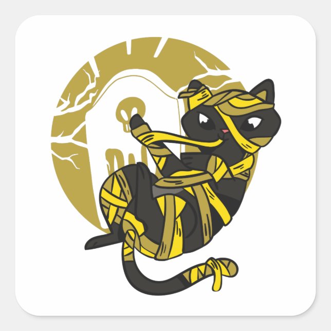 Adorable Mummy Cat Quadratischer Aufkleber (Vorderseite)