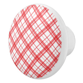 Adorable Muster von Tartan, kariert rosa und weiß Keramikknauf