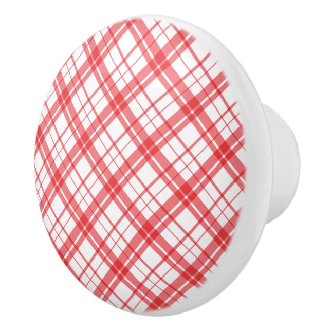 Adorable Muster von Tartan, kariert rosa und weiß Keramikknauf (Rechts)