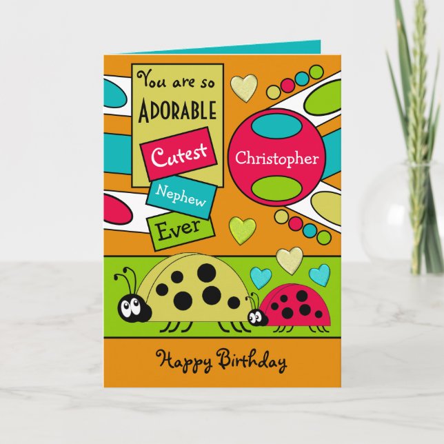 Adorable Neffe Ladybugs Special Boy Red Blue Karte (Vorderseite)