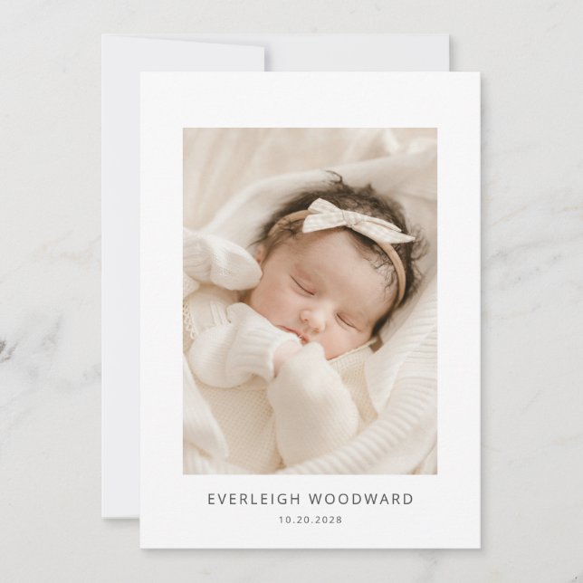 Adorable New Baby Foto Birth Ankündigung (Vorderseite)