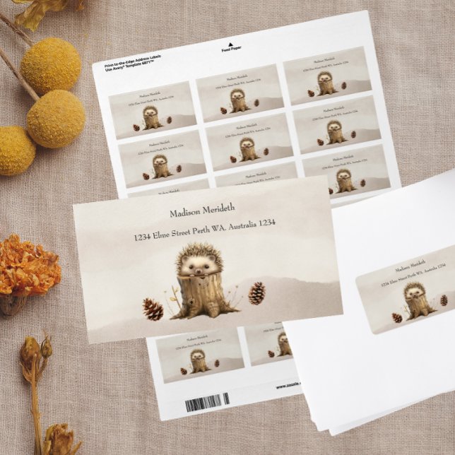 Adorable Niedlich Baby Igel Babydusche Adressaufkleber (Von Creator hochgeladen)