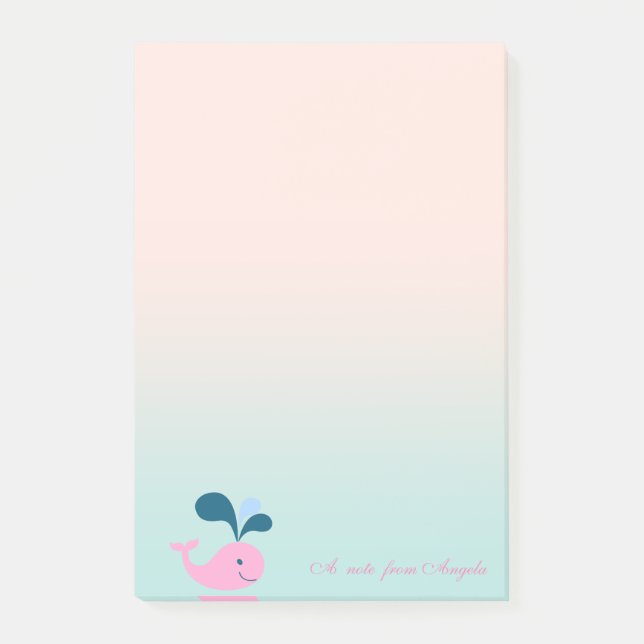 Adorable Niedlich Baby Whale Post-it Klebezettel (Vorderseite)
