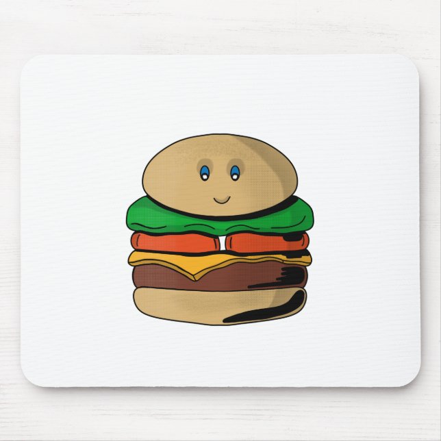 Adorable Niedlich Burger Hamburger Kawaii Mousepad (Vorne)