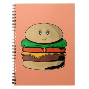 Adorable Niedlich Burger Hamburger Kawaii Notizblock