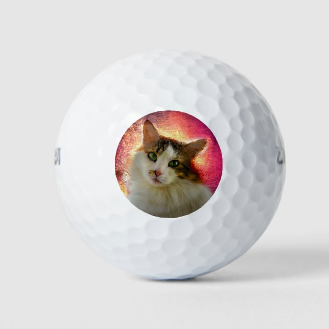 Adorable Niedlich Calico Cat Golfball (Vorderseite)