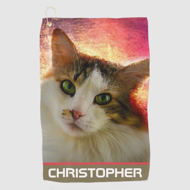 Adorable Niedlich Calico Cat Golfhandtuch (Vorderseite)