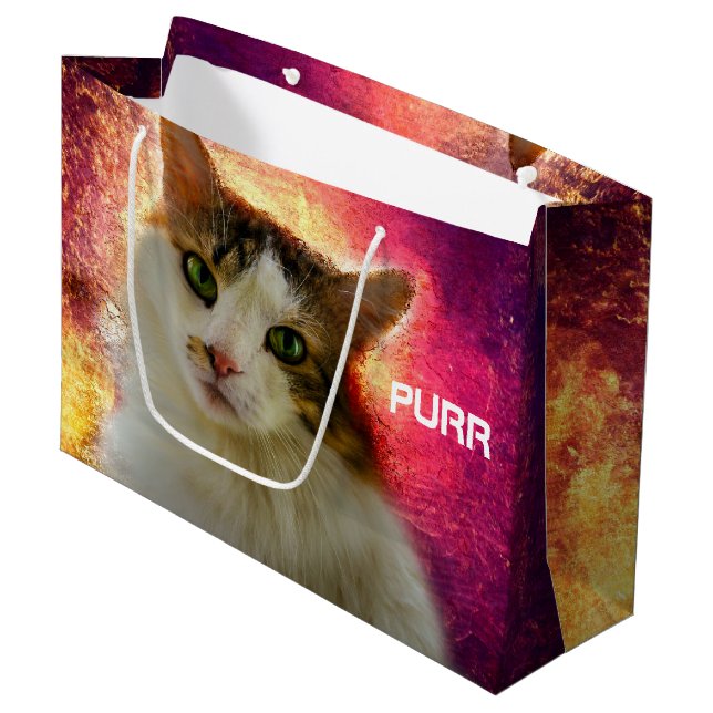 Adorable Niedlich Calico Cat Große Geschenktüte (Vorderseite Schrägansicht)