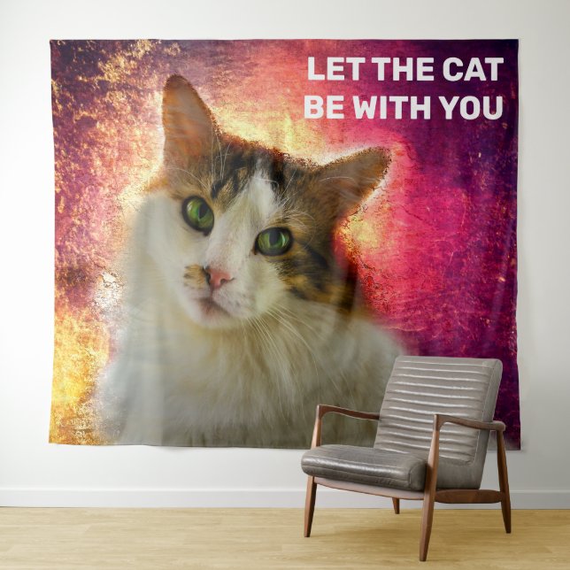 Adorable Niedlich Calico Cat Wandteppich (Beispiel (Horizontal))