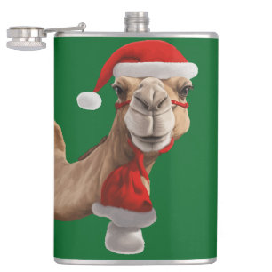 Adorable Niedlich Camel Wear Weihnachtsmannmütze W Flachmann
