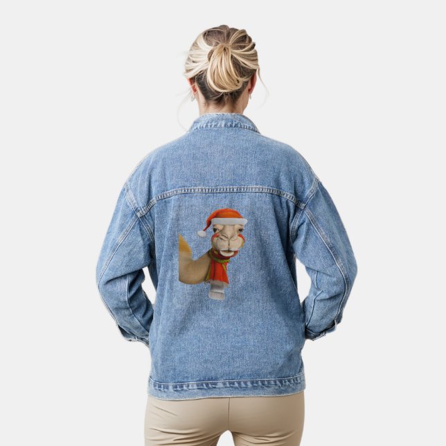 Adorable Niedlich Camel Wear Weihnachtsmannmütze W Jeansjacke (Modell)