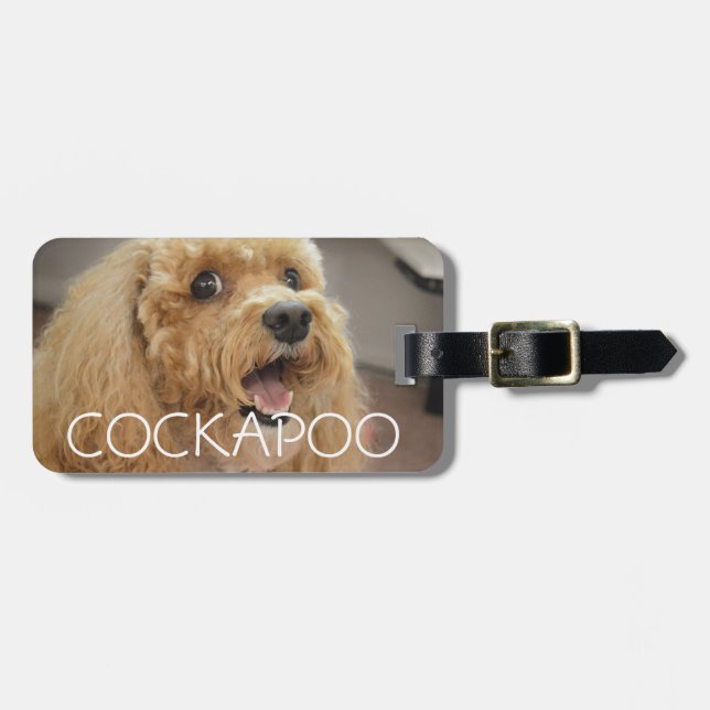 Adorable Niedlich Cockapoo Hund lächeln Personalis Gepäckanhänger (Vorderseite horizontal)