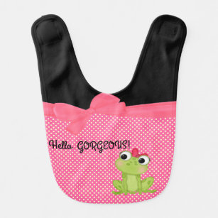 Adorable Niedlich Frog auf Polka Dots Hello Gorgeo Lätzchen