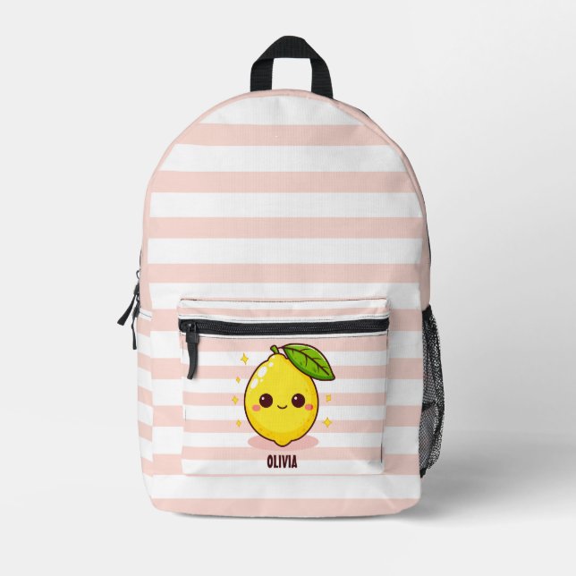 Adorable Niedlich-Gelbe Zitrone Personalisiert Bedruckter Rucksack (Vorderseite)