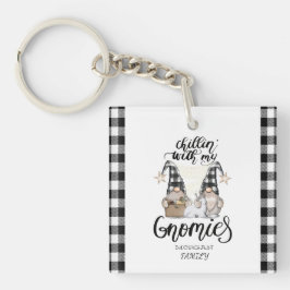Adorable Niedlich Gnomes Black Buffalo Kariert Schlüsselanhänger