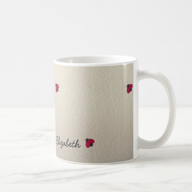 Adorable Niedlich,Ladybug,leuchtend Personalisiert Kaffeetasse (Rechts)
