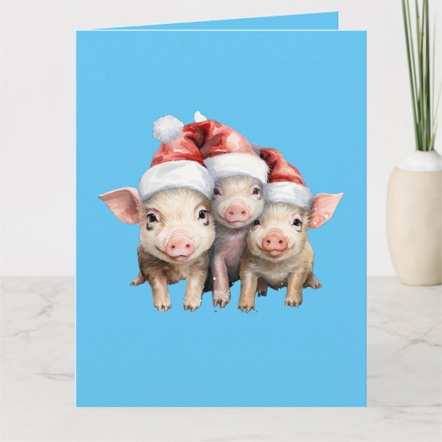 Adorable Niedlich Little Piggie Weihnachtsgrüße Karte (Vorderseite)