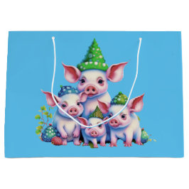 Adorable Niedlich Little Piggies Weihnachtsbaum Große Geschenktüte