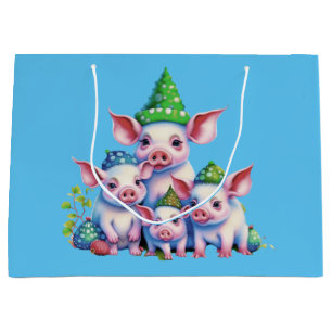 Adorable Niedlich Little Piggies Weihnachtsbaum Große Geschenktüte
